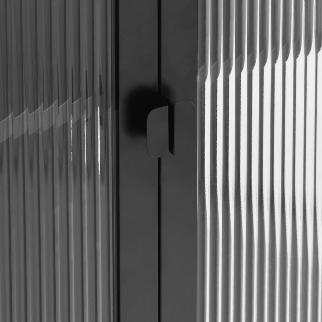 Credenza Nera 70x35x70 cm Vetro e Acciaio 353001