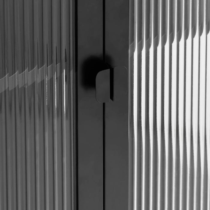 Credenza Nera 70x35x70 cm Vetro e Acciaio 353001