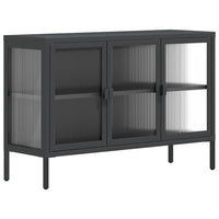 Credenza Nera 105x35x70 cm Vetro e Acciaiocod mxl 102257
