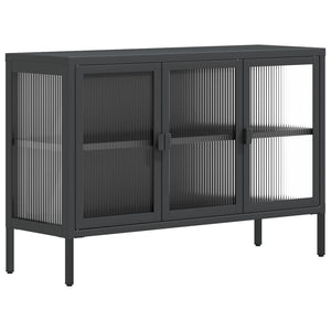 Credenza Nera 105x35x70 cm Vetro e Acciaiocod mxl 102257