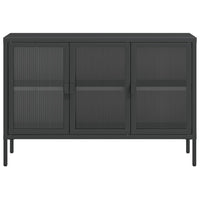 Credenza-Buffet-Armadio da cucina Nera 105x35x70 cm Vetro e Acciaio