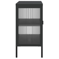 Credenza Nera 105x35x70 cm Vetro e Acciaio 353002