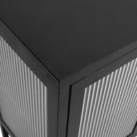 Credenza-Buffet-Armadio da cucina Nera 105x35x70 cm Vetro e Acciaio