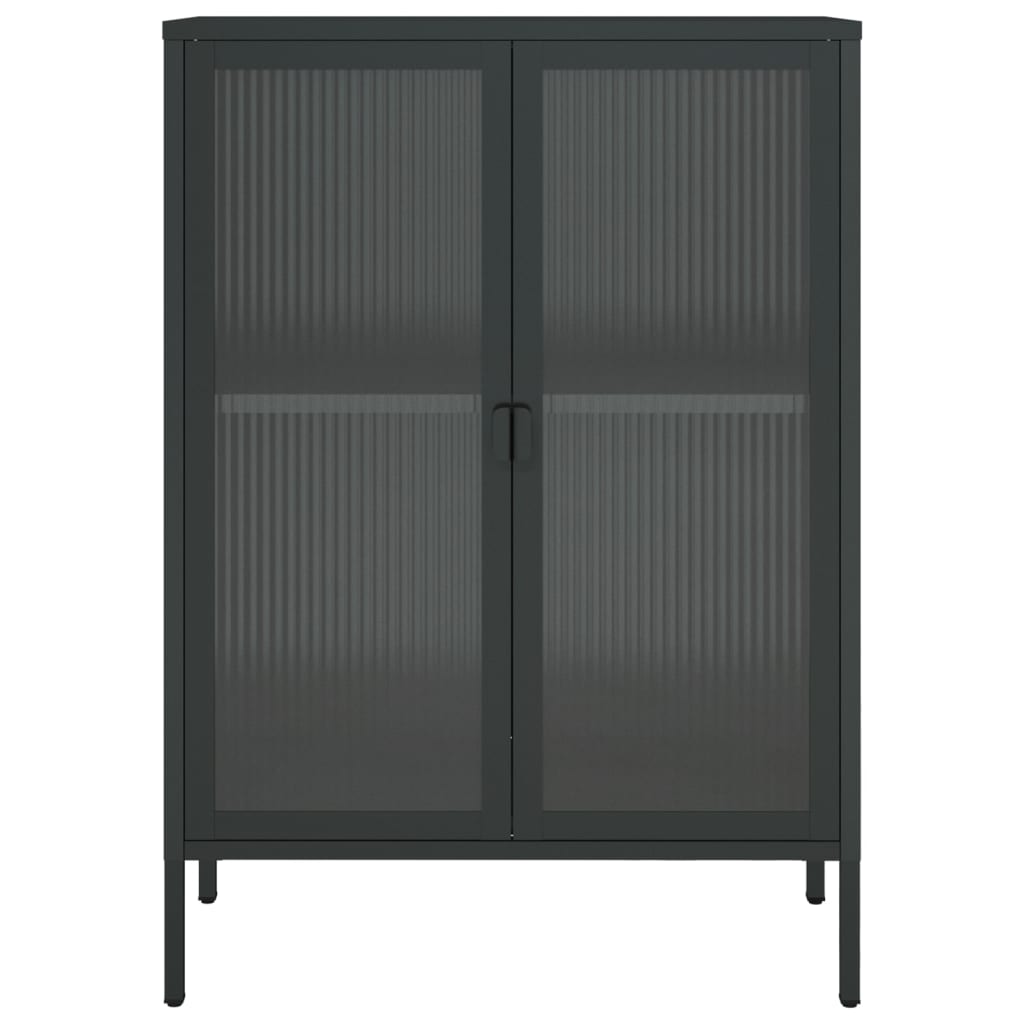 Credenza Nera 75x35x105 cm Vetro e Acciaio 353003