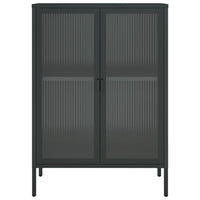 Credenza Nera 75x35x105 cm Vetro e Acciaio 353003