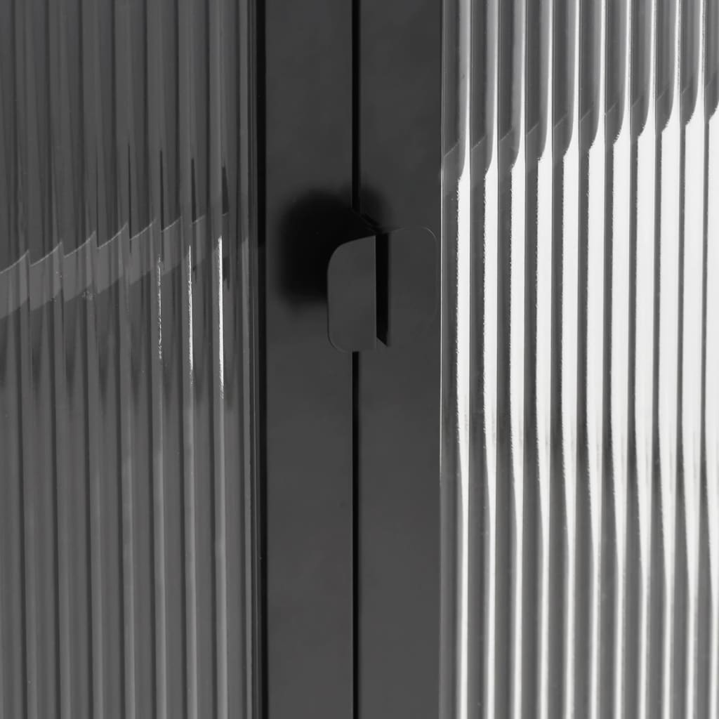 Credenza Nera 75x35x105 cm Vetro e Acciaio 353003