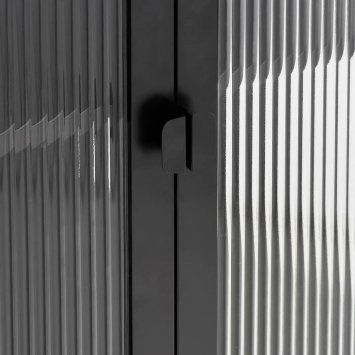 Credenza Nera 75x35x105 cm Vetro e Acciaio 353003