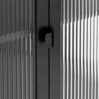 Credenza-Buffet-Armadio da cucina Nera 75x35x105 cm Vetro e Acciaio