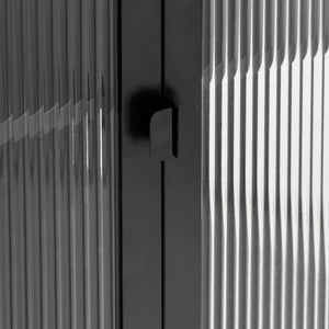 Credenza Nera 85x40x180 cm Vetro e Acciaio 353004