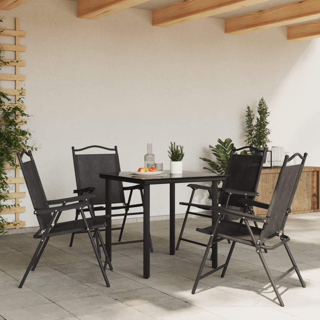 Sedie Giardino Pieghevoli 4 pz Grigio Mélange Acciaio Textilene 3157287