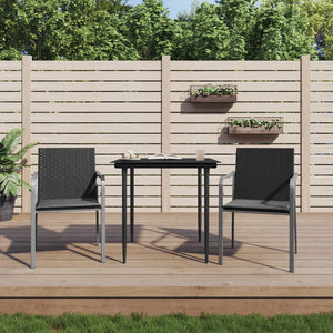 Sedie da Giardino con Cuscini 2pz Neri 56x59x84cm in Polyrattan 364094