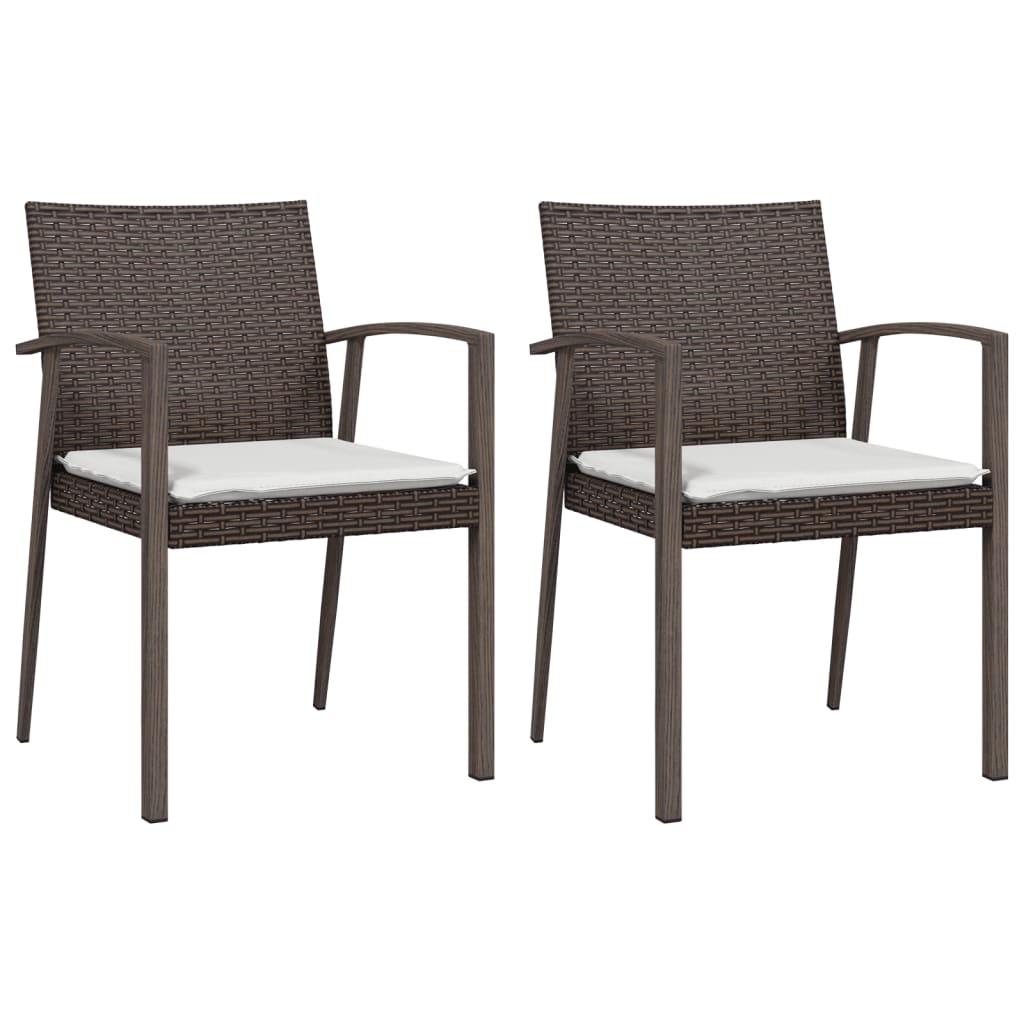 Sedie Giardino con Cuscini 2pz Marroni 5,56x57x83 cm Polyrattan 364095