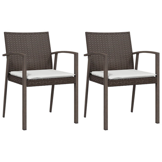 Sedie Giardino con Cuscini 2pz Marroni 5,56x57x83 cm Polyrattan 364095