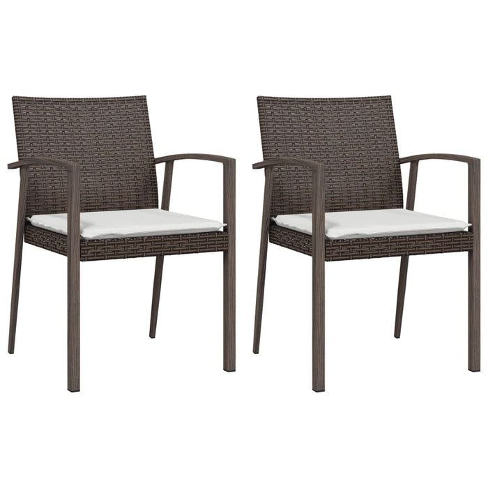 Sedie Giardino con Cuscini 2pz Marroni 5,56x57x83 cm Polyrattan 364095