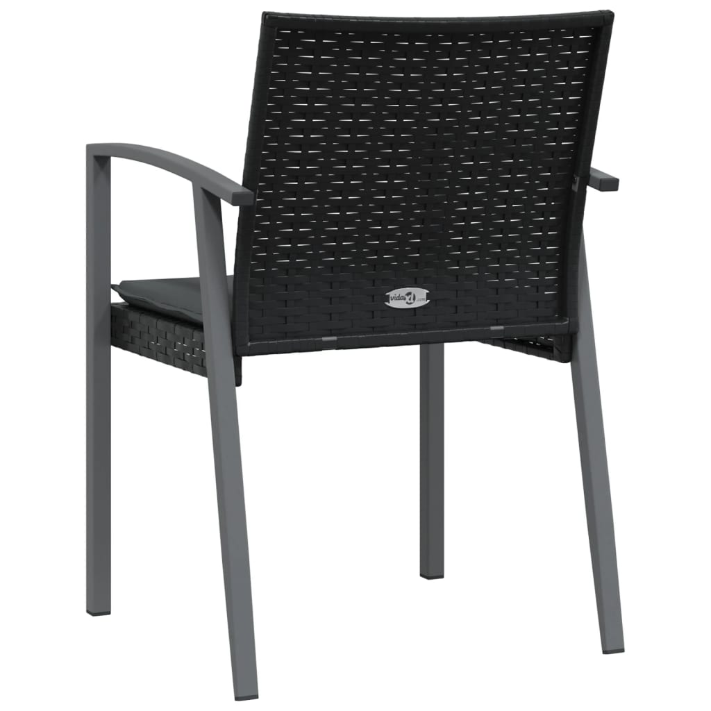 Sedie da Giardino con Cuscini 2pz Nere 56,5x57x83 cm Polyrattan 364096