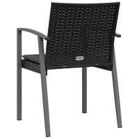 Sedie da Giardino con Cuscini 2pz Nere 56,5x57x83 cm Polyrattan 364096