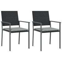 Sedie da Giardino con Cuscini 2pz Nere 54x62,5x89 cm Polyrattan 364097
