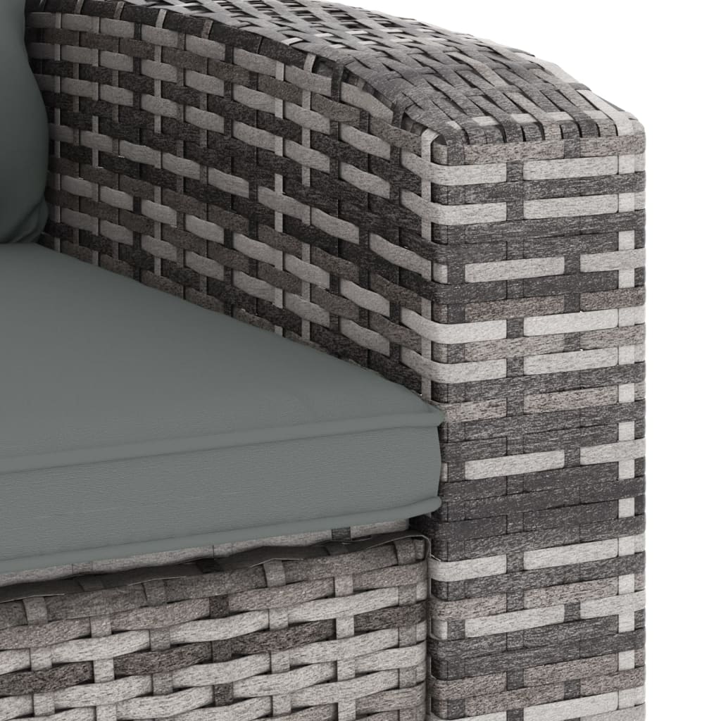 Poltrona Reclinabile da Giardino con Cuscini-Sedia da giardino Polyrattan Grigia