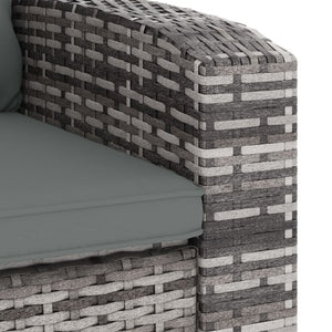 Poltrona Reclinabile da Giardino con Cuscini-Sedia da giardino Polyrattan Grigia