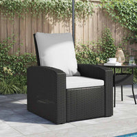 Poltrona Reclinabile da Giardino con Cuscini Polyrattan Nera 364105