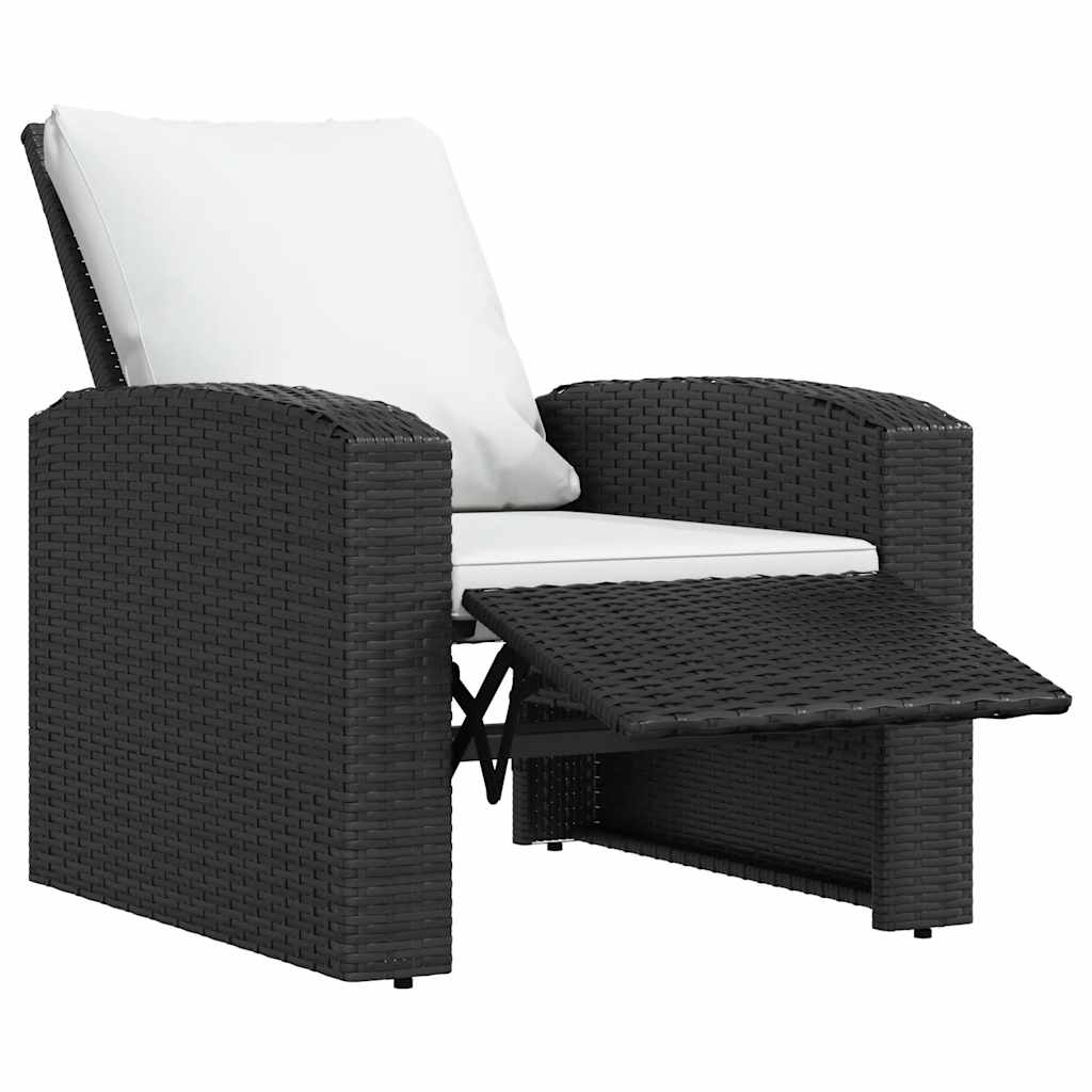 Poltrona Reclinabile da Giardino con Cuscini Polyrattan Nera 364105
