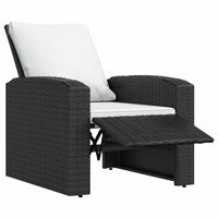 Poltrona Reclinabile da Giardino con Cuscini Polyrattan Nera 364105