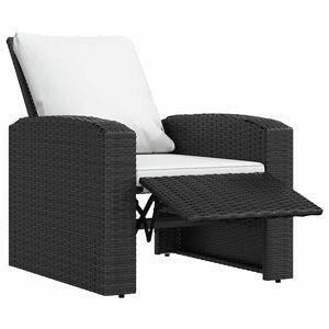 Poltrona Reclinabile da Giardino con Cuscini Polyrattan Nera 364105