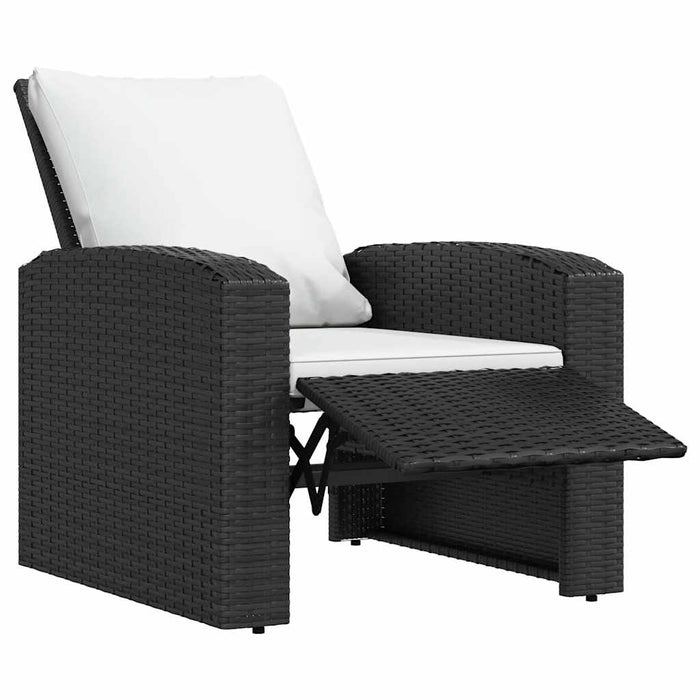 Poltrona Reclinabile da Giardino con Cuscini Polyrattan Nera 364105