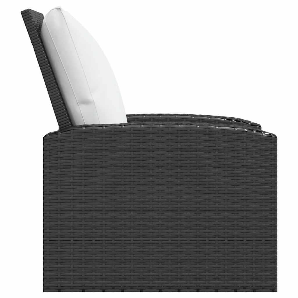 Poltrona Reclinabile da Giardino con Cuscini Polyrattan Nera 364105
