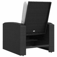 Poltrona Reclinabile da Giardino con Cuscini Polyrattan Nera 364105