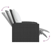 Poltrona Reclinabile da Giardino con Cuscini Polyrattan Nera 364105