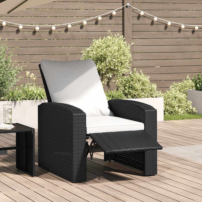 Poltrona Reclinabile da Giardino con Cuscini Polyrattan Nera 364105