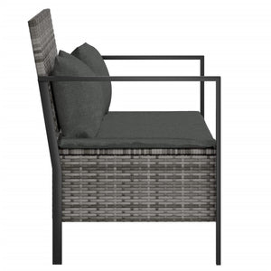 Panca da Giardino a 2 Posti con Cuscini in Polyrattan Grigio 364111