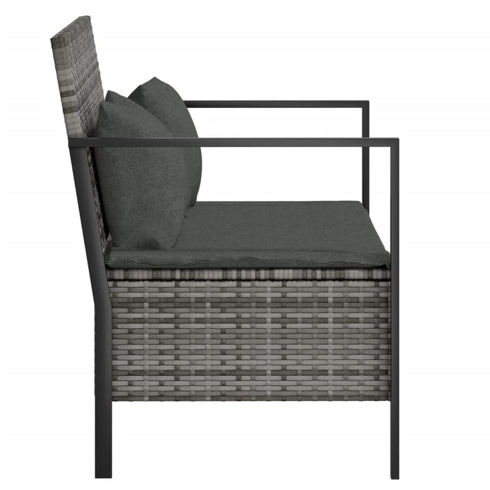 Panca da Giardino a 2 Posti con Cuscini in Polyrattan Grigio 364111