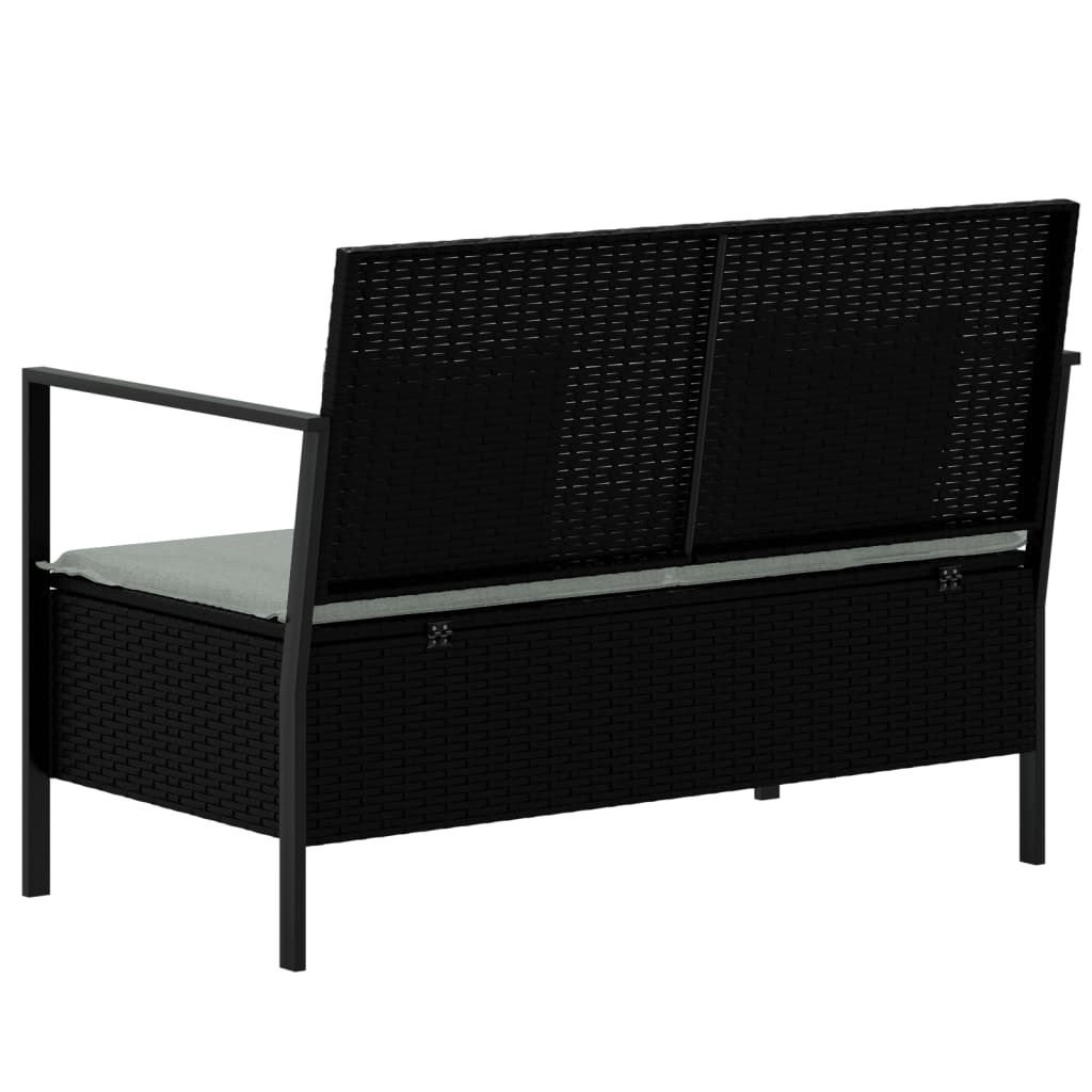 Panca da Giardino a 2 Posti con Cuscini in Polyrattan Nero 364112