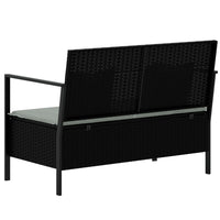 Panca da Giardino a 2 Posti con Cuscini in Polyrattan Nero 364112