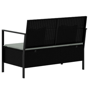 Panca da Giardino a 2 Posti con Cuscini in Polyrattan Nero 364112