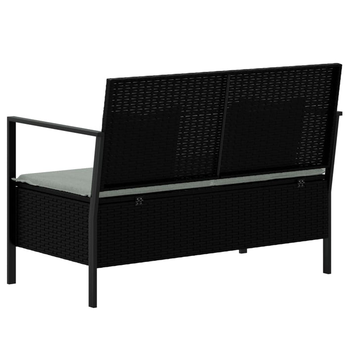 Panca da Giardino a 2 Posti con Cuscini in Polyrattan Nero 364112