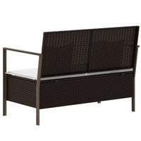 Panca da Giardino a 2 Posti con Cuscini in Polyrattan Marrone 364113