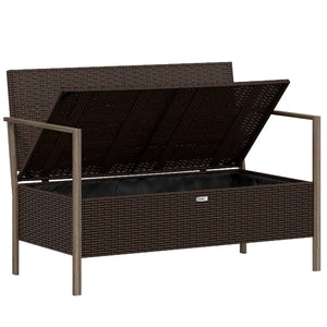 Panca da Giardino a 2 Posti con Cuscini in Polyrattan Marrone 364113