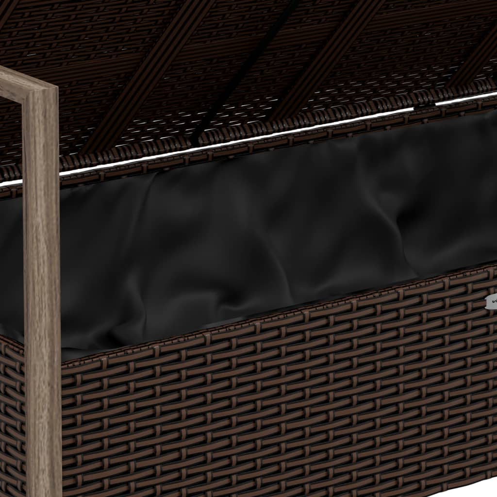 Panca da Giardino a 2 Posti con Cuscini in Polyrattan Marrone 364113