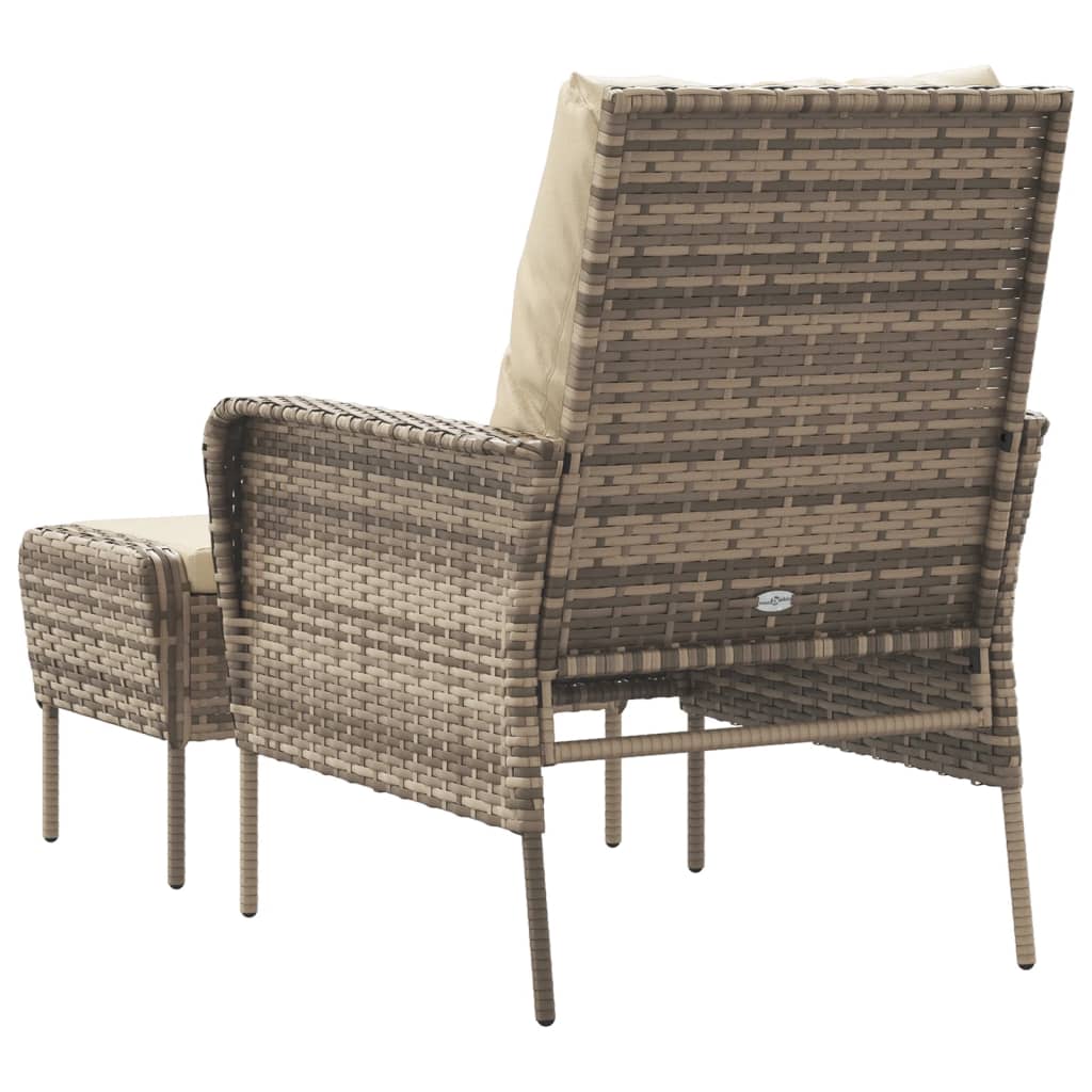 Poltrona da Giardino con Poggiapiedi Polyrattan Marrone Chiaro 364114