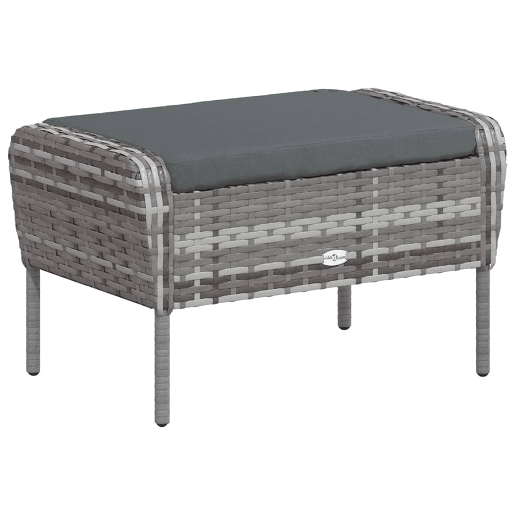 Poltrona da Giardino con Poggiapiedi Grigia in Polyrattan 364115