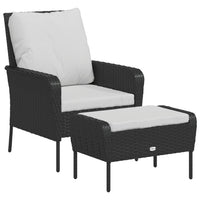 Poltrona da Giardino con Poggiapiedi in Polyrattan Nero 364116