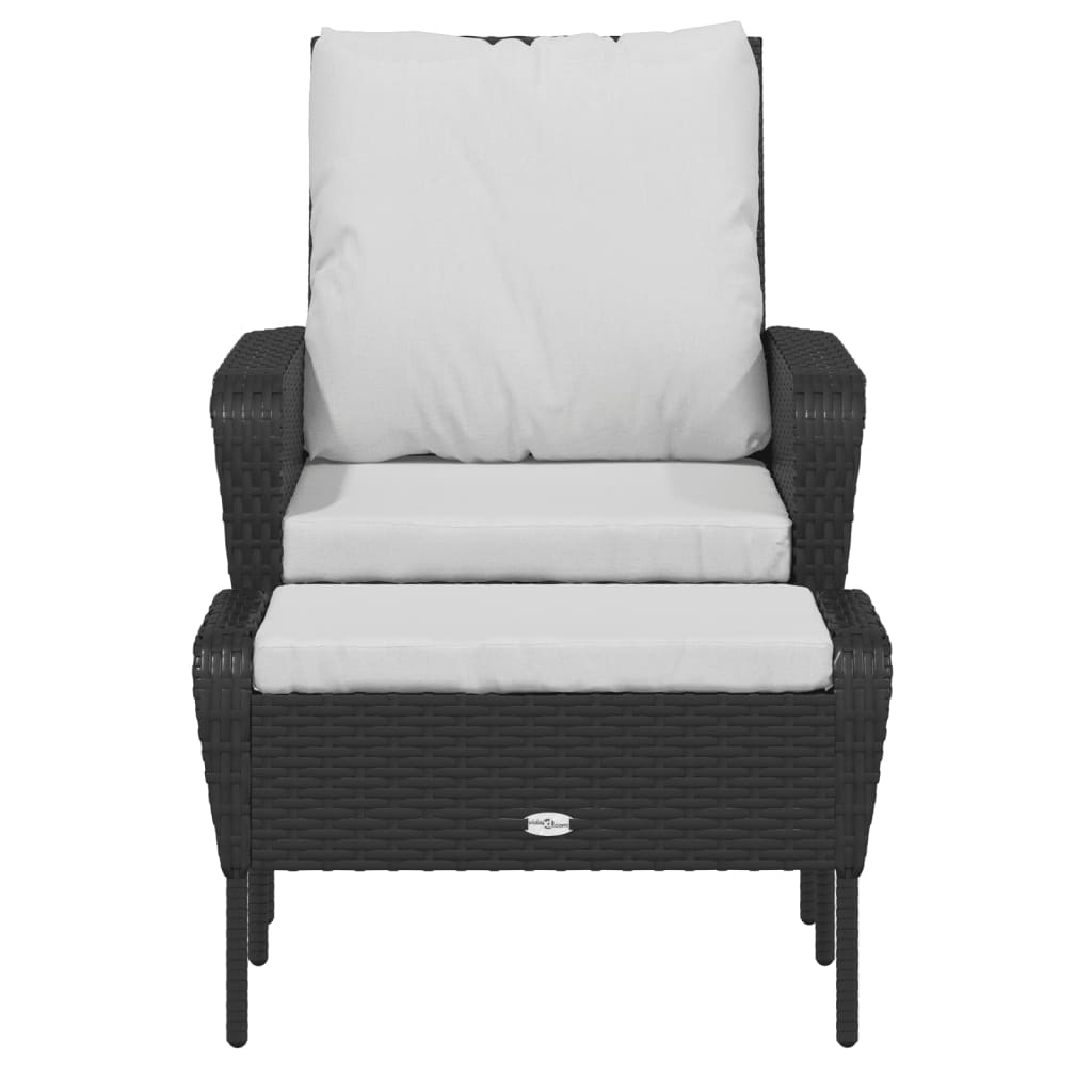 Poltrona da Giardino con Poggiapiedi in Polyrattan Nero 364116