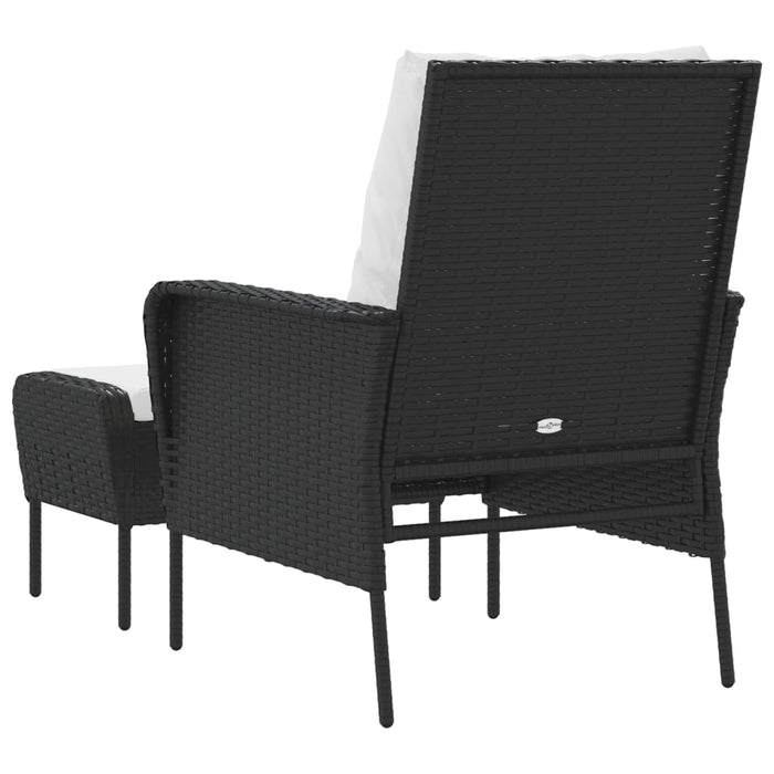 Poltrona da Giardino con Poggiapiedi in Polyrattan Nero 364116