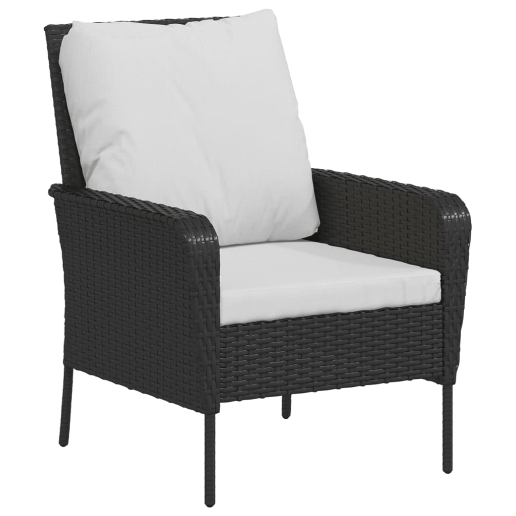 Poltrona da Giardino con Poggiapiedi in Polyrattan Nero 364116