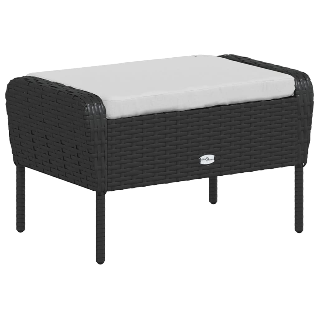 Poltrona da Giardino con Poggiapiedi in Polyrattan Nero 364116
