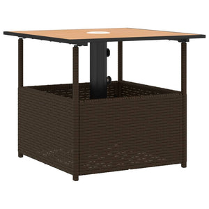 vidaXL Tavolo Giardino Foro Ombrellone Marrone 55x55x46,5cm Polyrattan