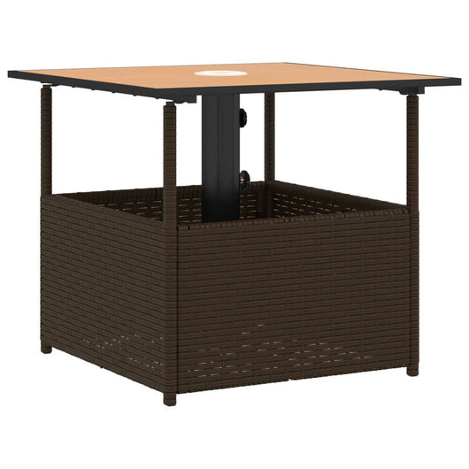 vidaXL Tavolo Giardino Foro Ombrellone Marrone 55x55x46,5cm Polyrattan